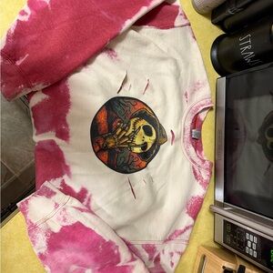 Gildan Pink and White Tie-Dye Sweatshirt